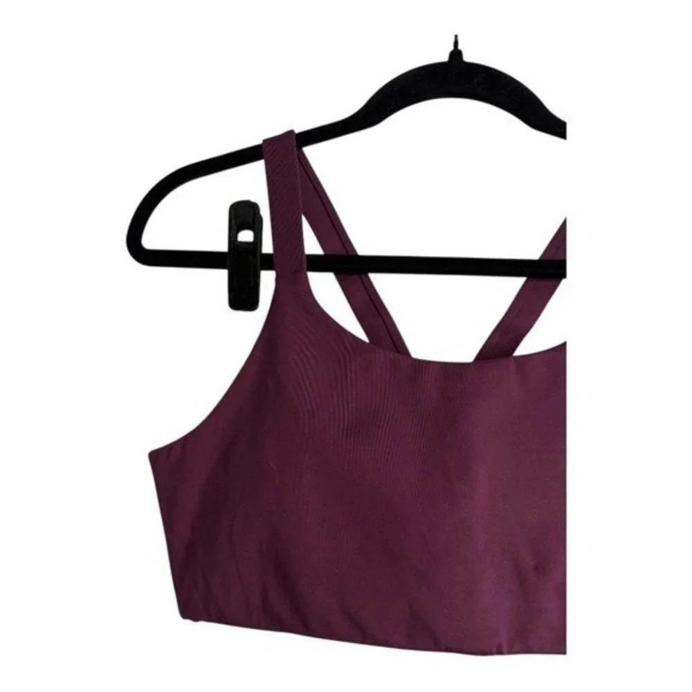Girlfriend Collective‎ Lou Deep V-Back Sports Bra in Plum XL NWT